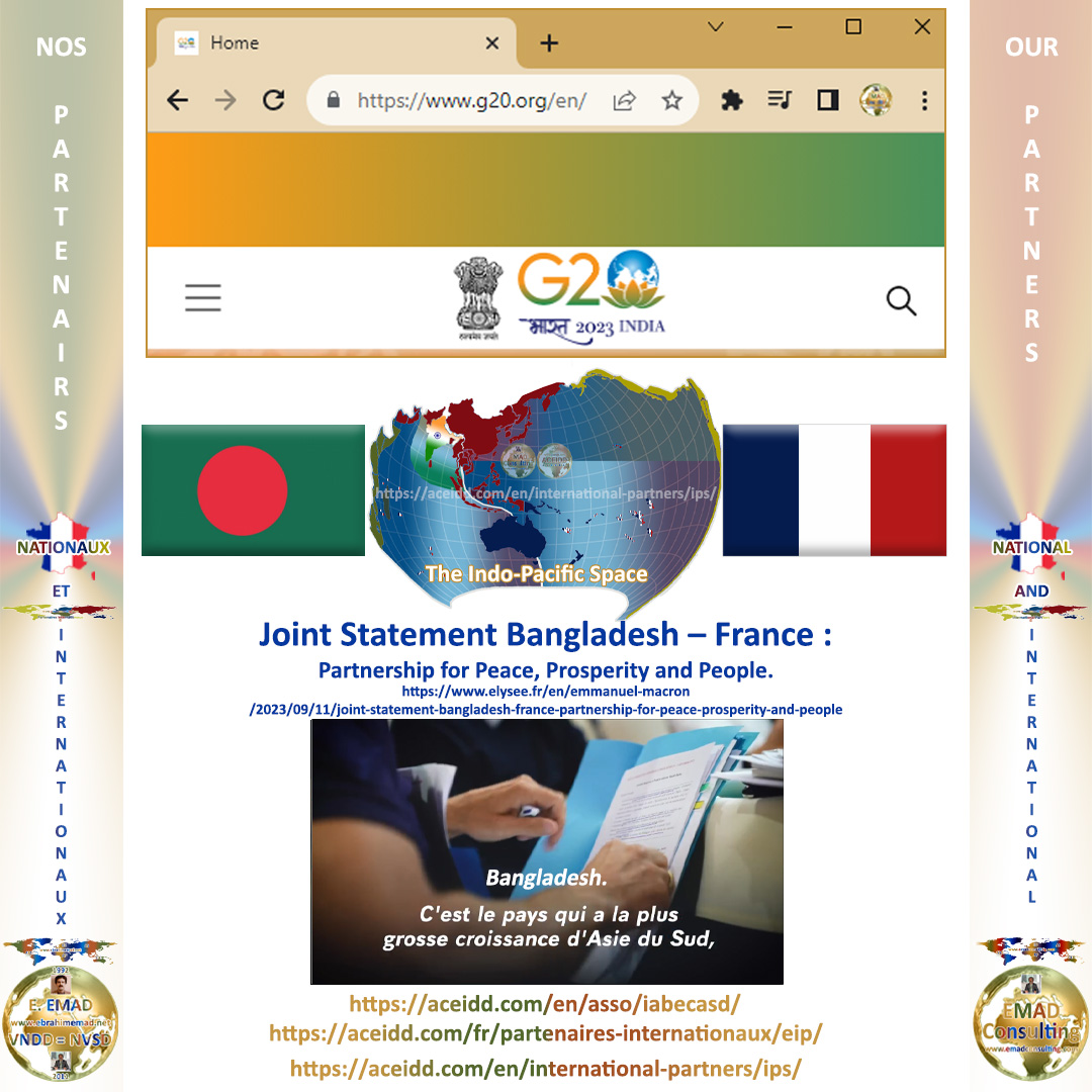 Partenaires internationaux - Espace de l'Indopacifique - G20 - Communiqué conjoint entre la France et le Bangladesh